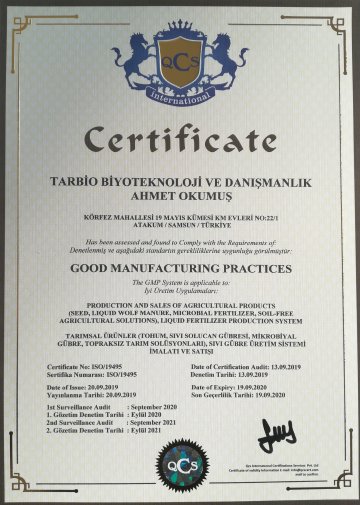 Good Manufacturer Practices (GMP) certification supports the quality production